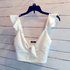 SheIn Ruffle Strap Knot Front Cami Crop Bralette